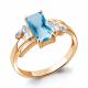 Кольцо из золочёного серебра AQUAMARINE А6726892А-п с топазом и фианитом