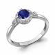Серебряное кольцо AQUAMARINE А67373АБ с фианитом и гидротермальным сапфиром