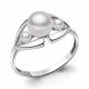 Серебряное кольцо AQUAMARINE А67396А с фианитом и жемчугом