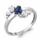 Серебряное кольцо AQUAMARINE А67411АБ с фианитом и гидротермальным сапфиром