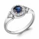 Серебряное кольцо AQUAMARINE А67476АБ с фианитом и гидротермальным сапфиром