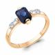Кольцо из золочёного серебра AQUAMARINE А67804Н-п с фианитом и гидротермальным сапфиром