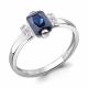 Серебряное кольцо AQUAMARINE А67806Н с фианитом и гидротермальным сапфиром