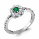 Серебряное кольцо AQUAMARINE А67916АГ с фианитом и гидротермальным изумрудом