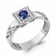 Серебряное кольцо AQUAMARINE А67966АБ с фианитом и гидротермальным сапфиром