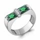 Серебряное кольцо AQUAMARINE А67995АГ с фианитом и гидротермальным изумрудом