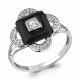 Серебряное кольцо AQUAMARINE А68403А с фианитом и керамикой