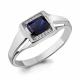 Серебряное кольцо AQUAMARINE А68431АБ с фианитом и гидротермальным сапфиром