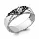 Серебряное кольцо AQUAMARINE А68525АЧ с фианитом и ювелирным кристаллом