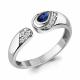 Серебряное кольцо AQUAMARINE А68690АБ с фианитом и гидротермальным сапфиром