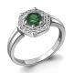 Серебряное кольцо AQUAMARINE А68744АГ с фианитом и гидротермальным изумрудом