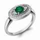 Серебряное кольцо AQUAMARINE А68747АГ с фианитом и гидротермальным изумрудом