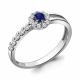Серебряное кольцо AQUAMARINE А68812АБ с фианитом и гидротермальным сапфиром