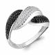 Серебряное кольцо AQUAMARINE А68946АЧ с фианитом и ювелирным кристаллом