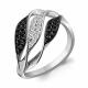 Серебряное кольцо AQUAMARINE А68954АЧ с фианитом и ювелирным кристаллом