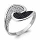 Серебряное кольцо AQUAMARINE А68956АЧ с фианитом и ювелирным кристаллом
