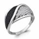 Серебряное кольцо AQUAMARINE А68957АЧ с фианитом и ювелирным кристаллом
