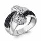 Серебряное кольцо AQUAMARINE А68958АЧ с фианитом и ювелирным кристаллом