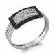 Серебряное кольцо AQUAMARINE А68960АЧ с фианитом и ювелирным кристаллом