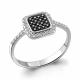 Серебряное кольцо AQUAMARINE А68962АЧ с фианитом и ювелирным кристаллом