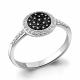Серебряное кольцо AQUAMARINE А68963АЧ с фианитом и ювелирным кристаллом