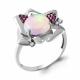 Серебряное кольцо AQUAMARINE А6900198В с фианитом, опалом и ювелирным кристаллом