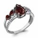 Серебряное кольцо AQUAMARINE А6900303А с фианитом и гранатом