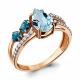Кольцо из золочёного серебра AQUAMARINE А69003600А-п с топазом, фианитом, миксом камней и Лондон топазом