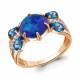 Кольцо из золочёного серебра AQUAMARINE А6900495А-п с фианитом, опалом и Лондон топазом