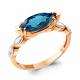 Кольцо из золочёного серебра AQUAMARINE А6900993-п с фианитом и Лондон топазом