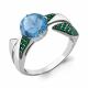 Серебряное кольцо AQUAMARINE А6902188Г с гидротермальным изумрудом и турмалином