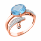 Кольцо из золочёного серебра AQUAMARINE А6902492А-п с топазом и фианитом