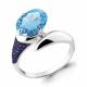 Серебряное кольцо AQUAMARINE А6902588Б с гидротермальным сапфиром и турмалином
