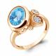 Кольцо из золочёного серебра AQUAMARINE А6902788А-п с фианитом и турмалином