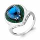 Серебряное кольцо AQUAMARINE А6903393Г с гидротермальным изумрудом и Лондон топазом