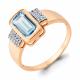 Кольцо из золочёного серебра AQUAMARINE А6903588А-п с фианитом и турмалином
