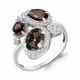 Серебряное кольцо AQUAMARINE А6904501А с фианитом, кварцем и раухтопазом
