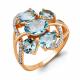 Кольцо из золочёного серебра AQUAMARINE А6904902А-п с топазом и фианитом