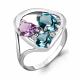 Серебряное кольцо AQUAMARINE А6905432 с фианитом, аметистом и Лондон топазом