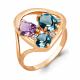 Кольцо из золочёного серебра AQUAMARINE А6905432А-п с фианитом, аметистом, миксом камней и Лондон топазом