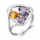 Серебряное кольцо AQUAMARINE А6905475 с фианитом, аметистом и цитрином