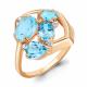 Кольцо из золочёного серебра AQUAMARINE А6905602А-п с топазом и фианитом