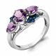 Серебряное кольцо AQUAMARINE А6906404Н с аметистом, гидротермальным сапфиром и миксом камней