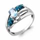 Серебряное кольцо AQUAMARINE А69068600 с топазом, фианитом и Лондон топазом