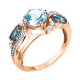 Кольцо из золочёного серебра AQUAMARINE А6906982А-п с топазом и фианитом