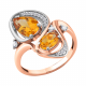 Кольцо из золочёного серебра AQUAMARINE А6907306А-пк с фианитом и цитрином