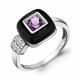 Серебряное кольцо AQUAMARINE А6911204А с фианитом, аметистом и керамикой
