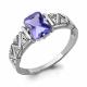 Серебряное кольцо AQUAMARINE А69136603А с фианитом и танзанитом
