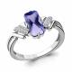 Серебряное кольцо AQUAMARINE А69137603А с фианитом и танзанитом