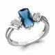 Серебряное кольцо AQUAMARINE А6913793А с фианитом и Лондон топазом